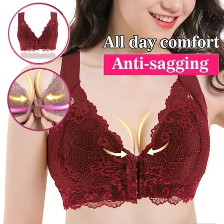 

MIASHUI Bras for Women Women s Adjustable Sports Front Closure Extra-Elastic Breathable Lace Trim Bra
