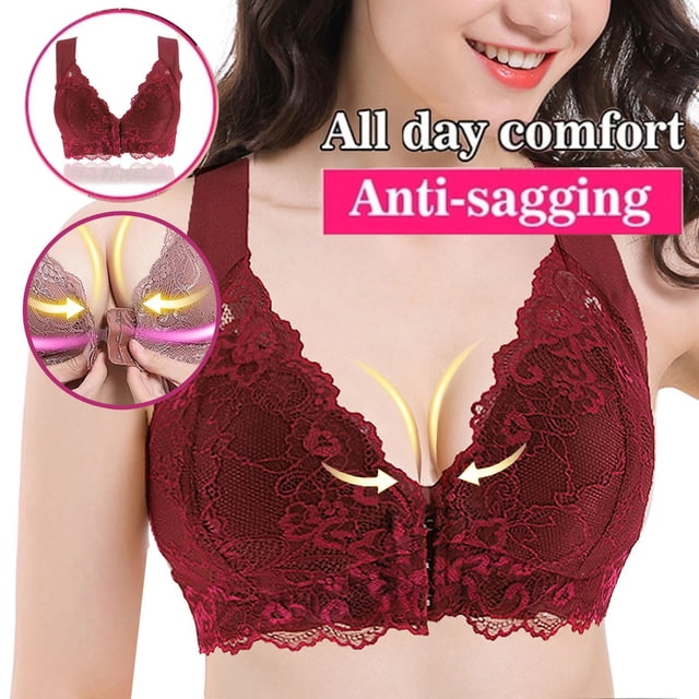 Bras for Women Women's Adjustable Sports Front Closure Extra-Elastic Breathable Lace Trim Bra M