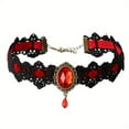 thumbnail image 3 of Black Lace Gothic Collar Vampire Collar Pendant Chain Rhinestone Punk Halloween Costume Jewelry, 3 of 5