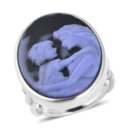 Porcelain Cameo Ring - Cocktail Ring Stainless Steel Oval Cameo Gift Jewelry for Women