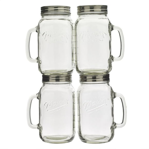 Mason Craft & More 4Pc 32oz/.94L Mason Jars with Handle