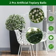 thumbnail image 2 of Towallmark 2 PCS 20.9'' Artificial Topiary Balls UV Protected, Flower Topiary Balls Decorative Balls for Indoor Outdoor Decor, Wedding Decoration, White, 2 of 7