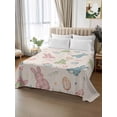 thumbnail image 2 of Pink Blue Green Easter California King Size Flat Sheet, Wrinkleproof & Fadeproof Cooling Flat Bed Sheet Only, Spring Bunny Colorful Eggs Breathable Soft Bedding Top Sheets 108 x 98 Inches, 2 of 8