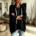 thumbnail image 5 of Lumtrix Women's Oversized 3/4 Sleeve Sweatshirt Loose Fit Drawstring Shirt Lightweight Casual Fall Outwear Black XL, 5 of 5