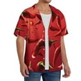 thumbnail image 2 of Naloa Floating Red Chili Peppers Men's Loose Fit Cuban Collar Short-Sleeve Shirt, Hawaiian Shirts, Mens Shirts Casual for Everyday Wear Outings-Medium, 2 of 5
