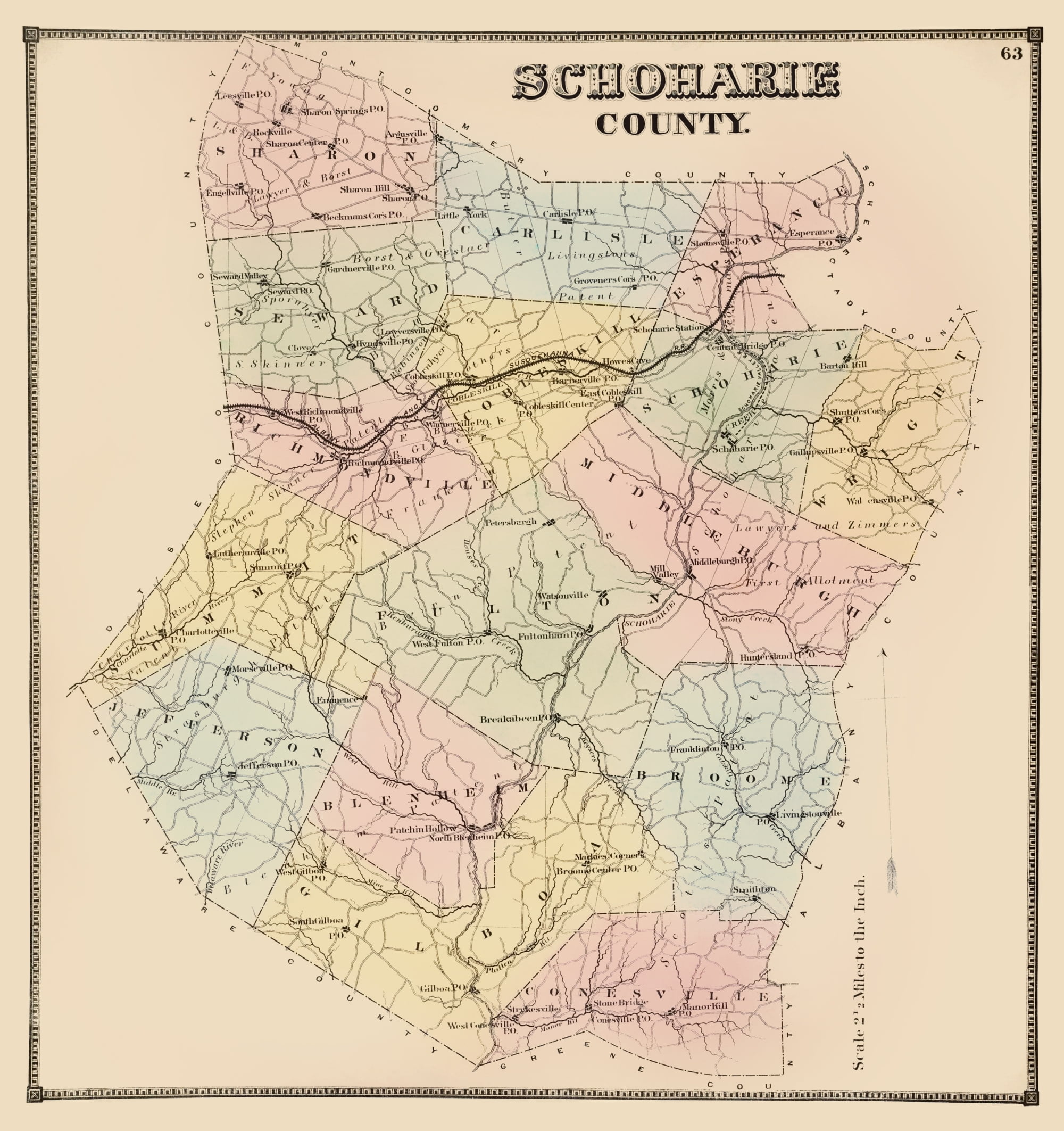 Schoharie County New York Burr 1866 23.00 x 24.44 Glossy Satin