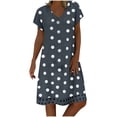 thumbnail image 2 of IDALL Robes d'Été, Robes Décontractées Mode Femmes Décontractées Imprimé à Pois Colorblock Manches Courtes Col en V Robe Petite, Robes Hawaïennes, Robes Mode Grises L, 2 of 7