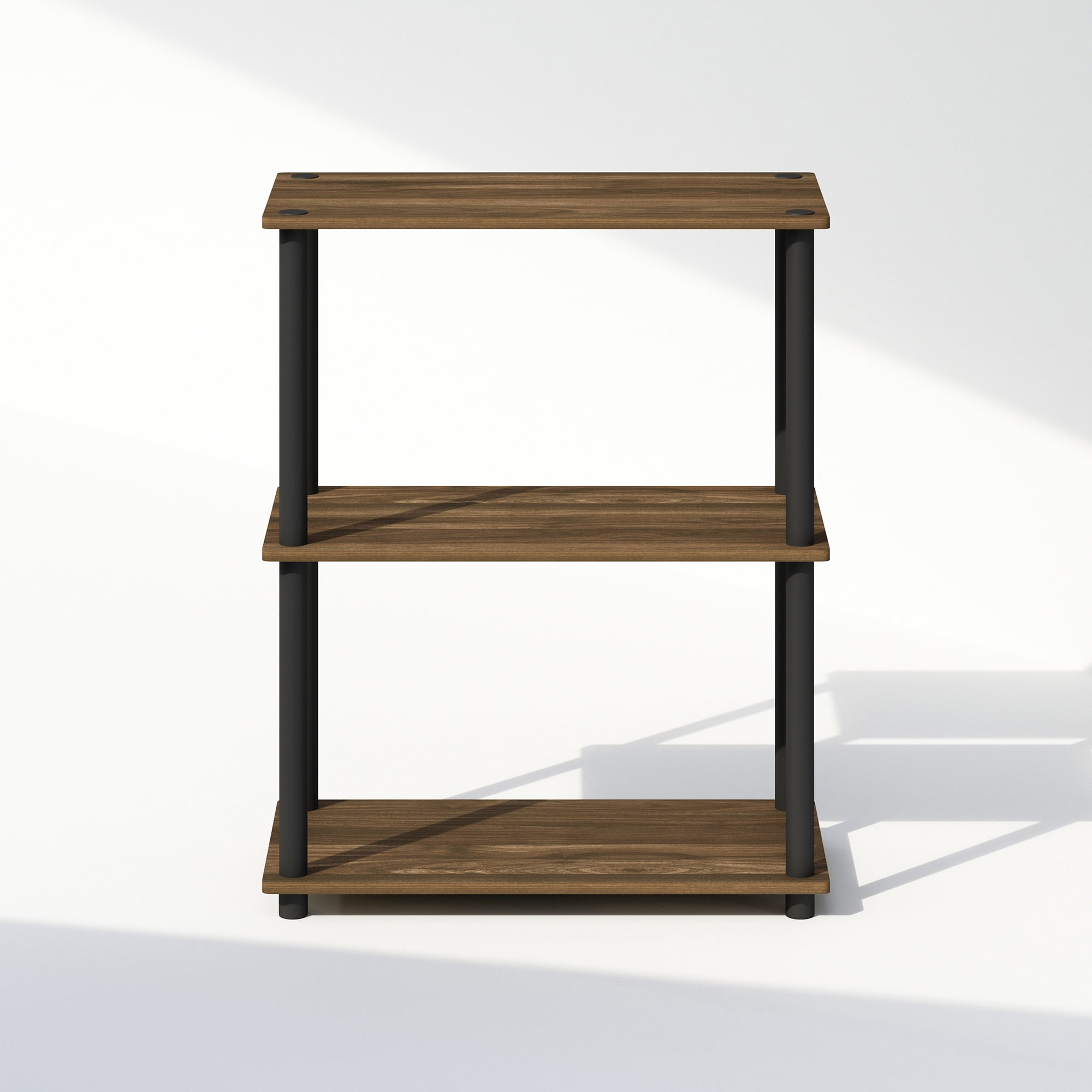 Furinno Turn-N-Tube 3-Tier Multipurpose Compact Display Rack, Shelving Unit, Bookcase, Columbia Walnut/Black