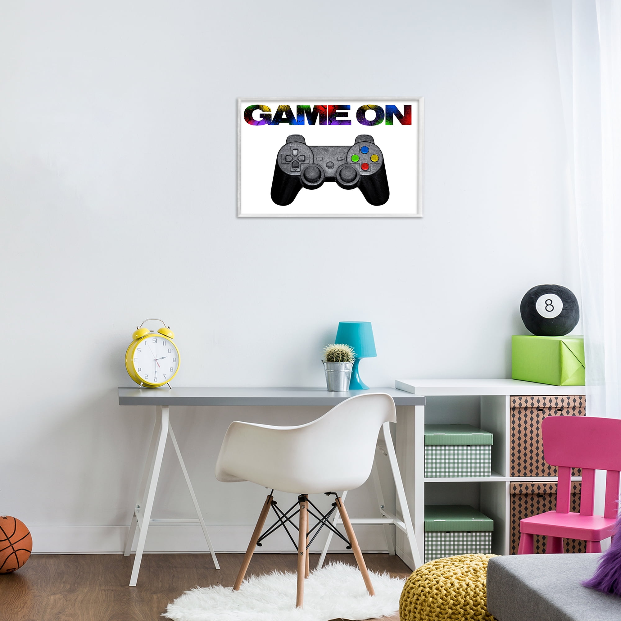 Stupell Industries Controller Game On Splatter White Framed Giclee Art, design by Marcus Prime