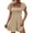 khaki, variant on Women Square Neck Flutter Short Sleeve Smocked Romper with Pockets
