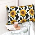 thumbnail image 3 of Goofa Cute Cow Print Sunflower B Print Plush Throw Pillow Case, Soft Velvet with Hidden Zipper, Decorative Cushion Cover for Sofa, Bed, Car, and Home Décor-16"x24", 3 of 4