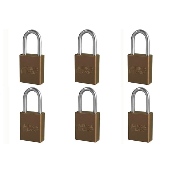 6 Pack American Lock A1106KABRN Padlock With 1 1/2" Solid Aluminum Body 1 1/2" Shackle