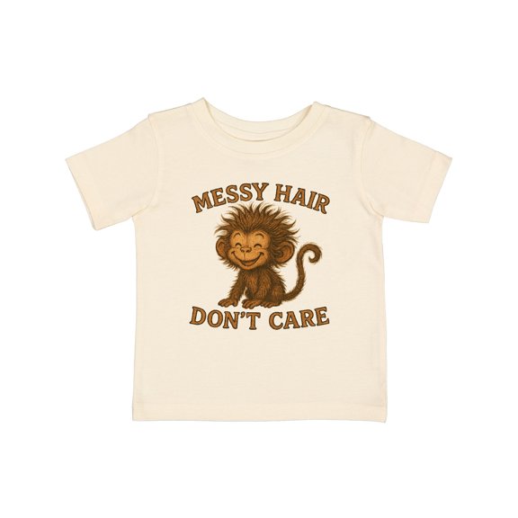 Inktastic Messy Hair Don't Care Monkey Graphic Cute Fun Boys or Girls Baby T-Shirt