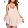 thumbnail image 3 of Deago Women's Flowy V Neck Sexy Summer Tank Tops Loose Casual Sleeveless Cami Shirt Plus Size (Beige, L), 3 of 8