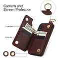 thumbnail image 6 of for Samsung Galaxy A25 5G Zipper Wallet Case, Premium Lychee Texture PU Leather Double Magnetic Clasp Flip Kickstand Credit Card Slots Shockproof Portable Metal Ring Hook Phone Case,Jujube Red, 6 of 8