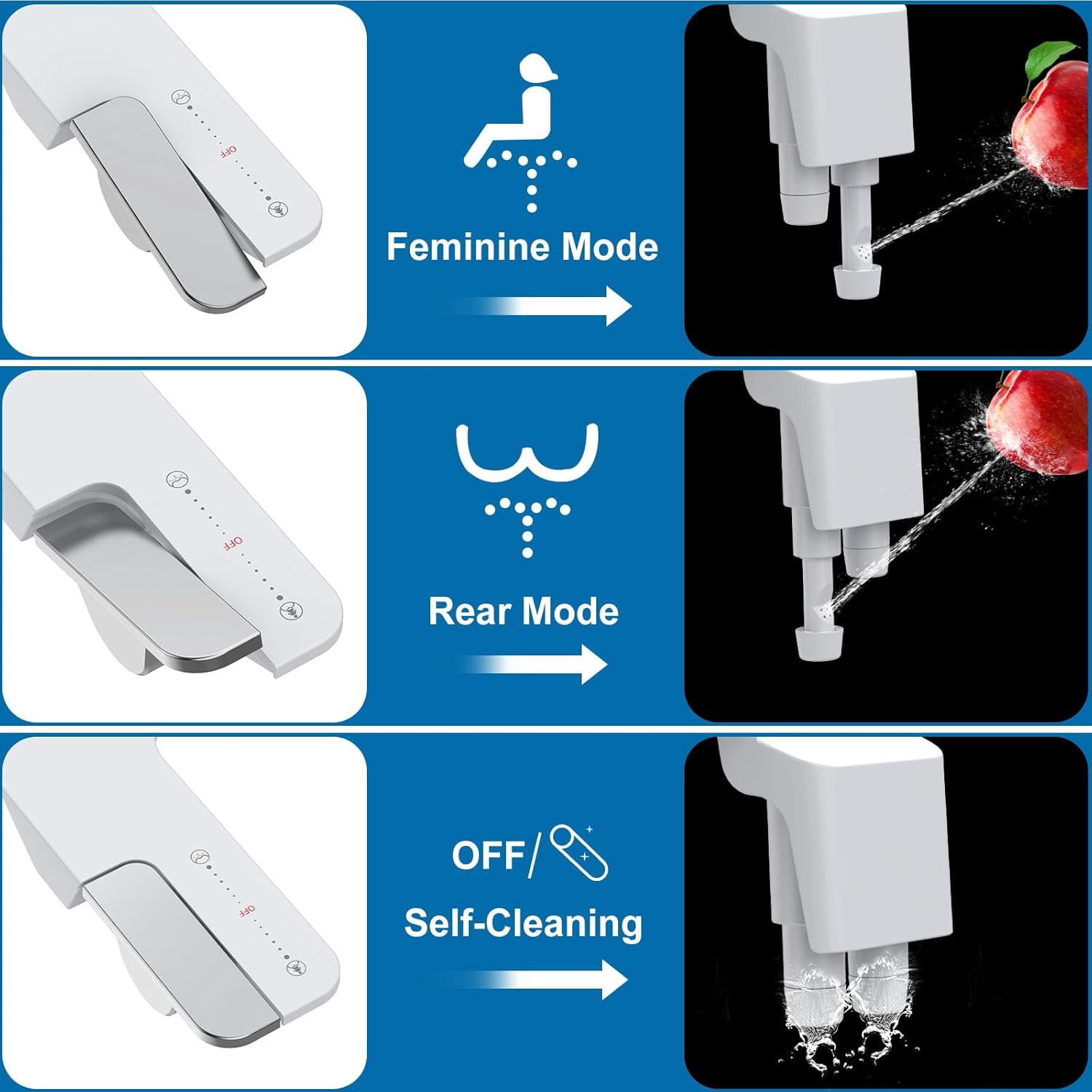 ChaoLink Bidet Attachment for Toilet with Water Pressure Control and Self-Cleaning Dual Nozzles