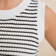 thumbnail image 4 of Women's Striped Knit Sweater Vest Crew Neck Sleeveless Side Split Loose Fit Casual Layering Spring Fall Office Daily Tops 2026, XL, 4 of 6