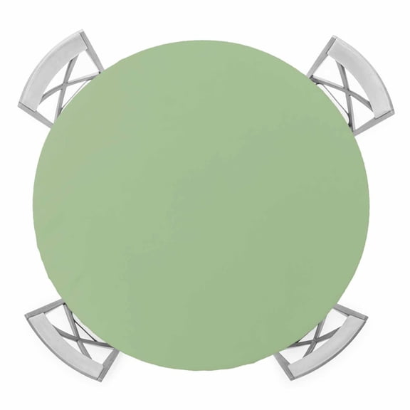 Sage Green Elastic Fitted Round Table Cover Solid Green Color Waterproof Outdoor Tablecloth for Holiday Party, Picnic, Patio & Dining Fits Tables Up to 36"-44"