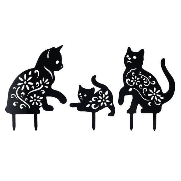 Relax love Cat Silhouette Stake Cat Kitten Yard Art Decorative Garden Silhouette Stakes Outdoor Backyard Lawn Ornaments