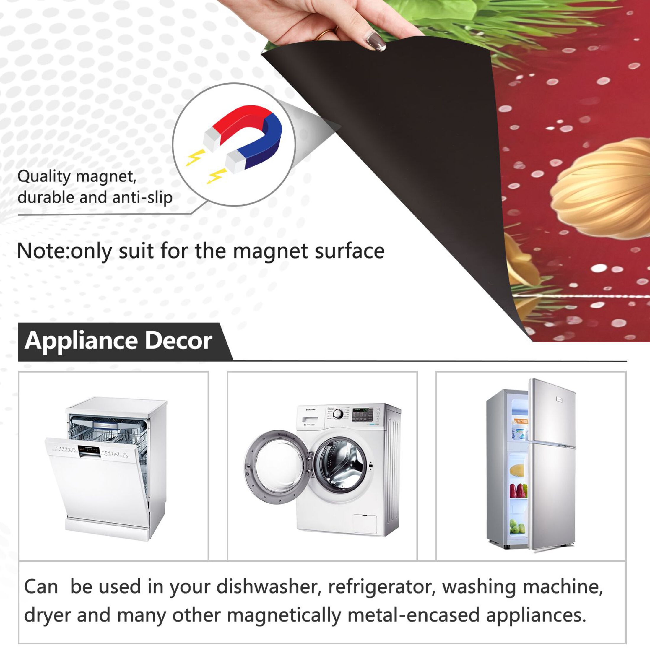 Ryvnso Christmas Snowman Bell Snowflake Dishwasher Magnetic Refrigerator Magnet Cover Kitchen Home Decorative 23"x26"
