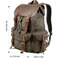 thumbnail image 2 of CAILDANL Leather Backpack for Men, Waxed Canvas Shoulder Rucksack Carry-On Travel Backpack, 2 of 9