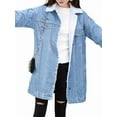 thumbnail image 3 of Women'S Winter Faux Fur Collar Long Denim Coat Trucker Jacket Light Blue XL, 3 of 8