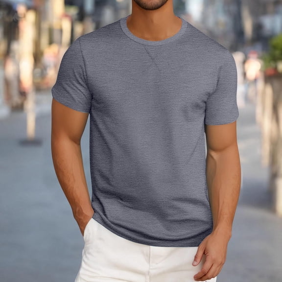 S-5X Plus Size T Shirts for Men Big & Tall Short Sleeve Crewneck Tees Tops Mens Casual Solid Color Pullover Slim Loungewear Athletic Tshirts Shirt