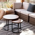 thumbnail image 2 of Coffee Table Nesting Side Round Set of 2 End Table Top Sturdy Metal Frame Desk Centerpiece Living Room Bedroom Apartment Modern Industrial Simple Nightstand, 2 of 10
