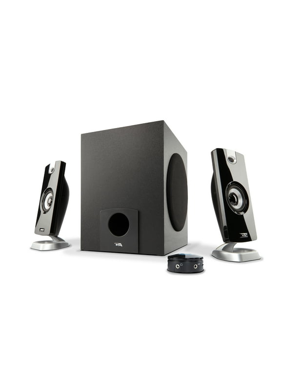 Cyber Acoustics CA-3090 9 Watts total RMS 2.1 3 Piece Flat Panel Design Subwoofer & Satellite Speaker System