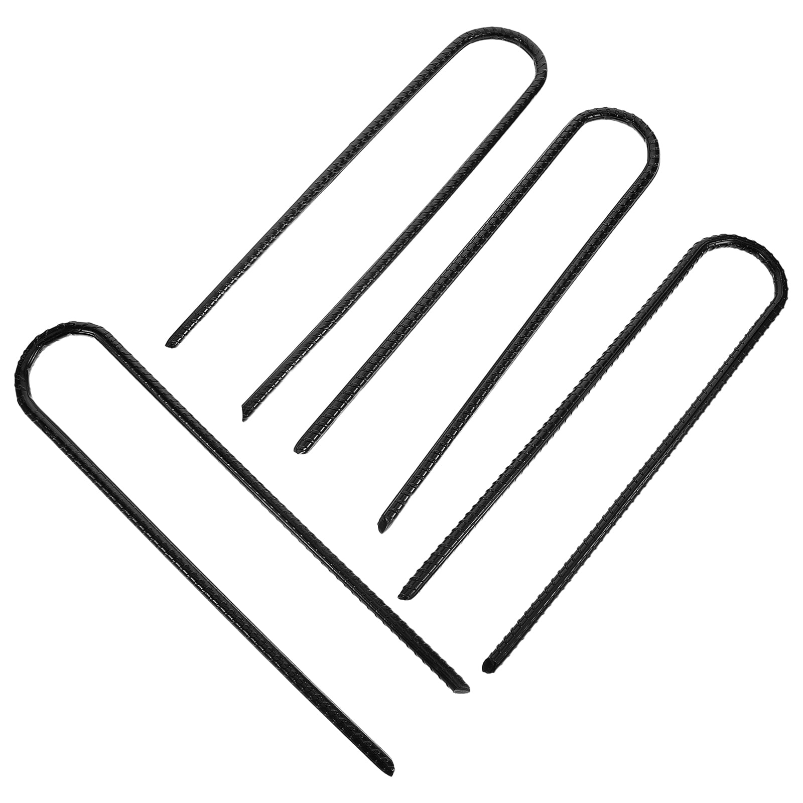 FOMIYES 4-Pack Heavy Duty Black Steel Garden Stakes for Landscape, Tent, Tarpaulin, Fence, and Outdoor Ground Stability Pins