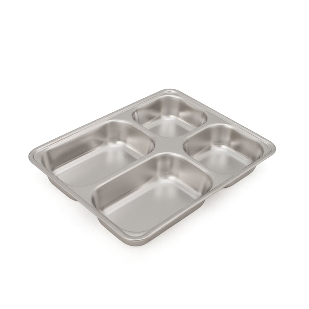Aspire Bento Lunch Box With Stainless Steel Lid, Divided Food Plate, 3 Sets-4 Sections