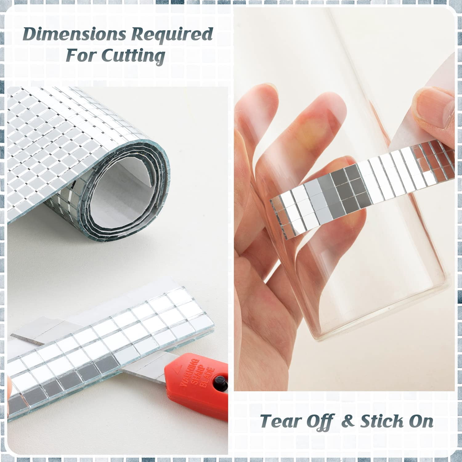 Mirror Mosaic Tiles – 5 x 5 mm Self-Adhesive Disco Tiles, Square Mirror Disco Tiles, 4D Disco Ball Stickers for DIY Crafts and Party Decorations, Available in 5400, 7200, or 10800 Pieces