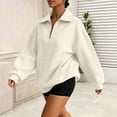thumbnail image 5 of Half Zip Up Sweatshirts for Women Long Sleeve Sweatshirts Lapel Loose Casual Trendy Workout Pullover with Pockets, 5 of 8
