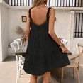 thumbnail image 4 of ClodeEU Women's Summer V Neck Spaghetti Strap Ruched Ruffle Hem Mini Dress,Solid Color Loose Fit Casual Flowy Sundress Black,Women's Plus L, 4 of 8