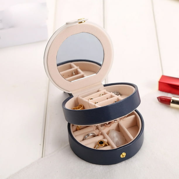 Organizador de joyas de viaje con divisores extraíbles | Joyero portátil para mujeres y adolescentes | Regalo para ella, cumpleaños, Navidad | Rosa, blanco, azul marino