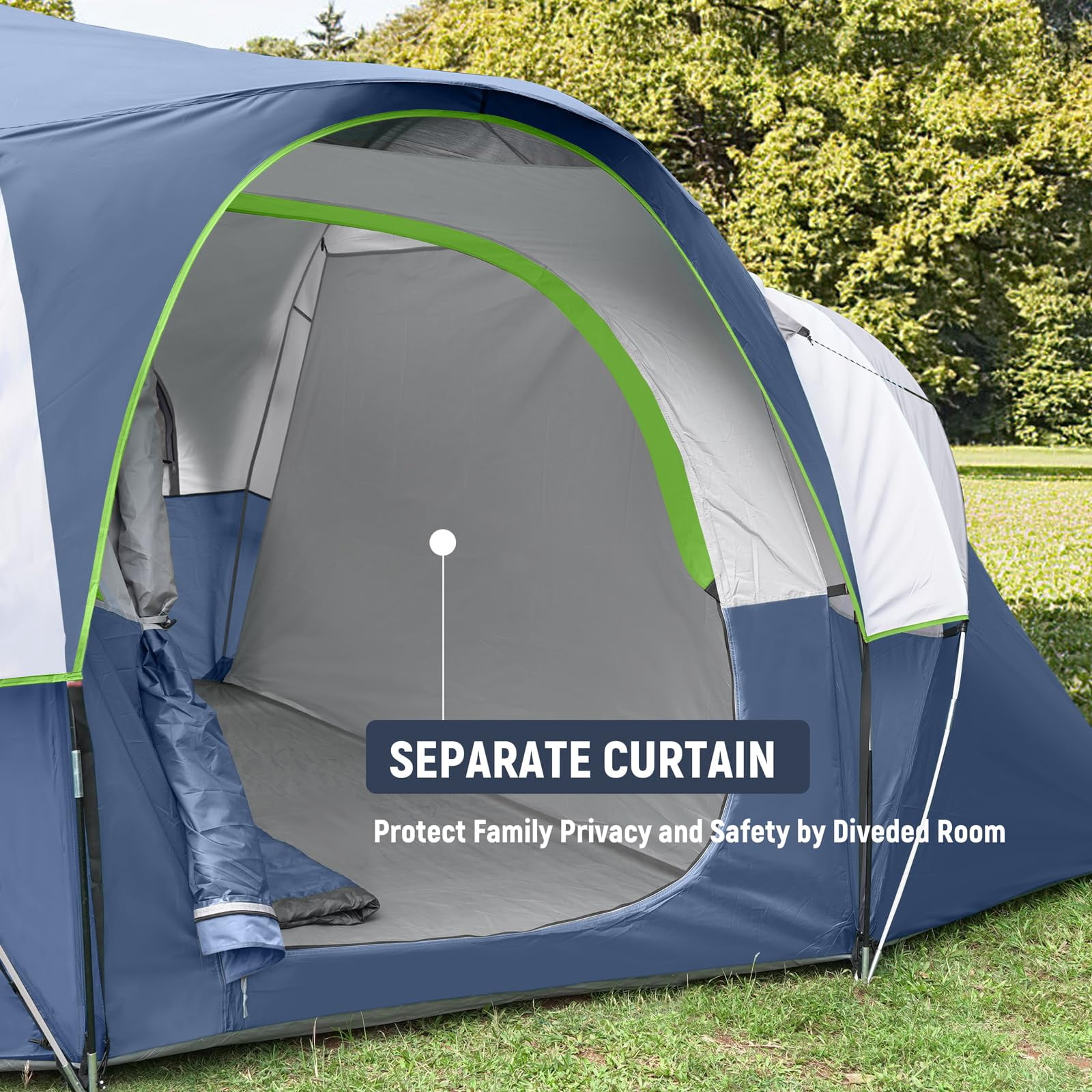 Hikergarden 10 Person Camping Tent - Portable Easy Set Up Family For Camp  Windproof Fabric Dome Outdoor Hiking Backpacking Traveling-14'x11'x74in(h)