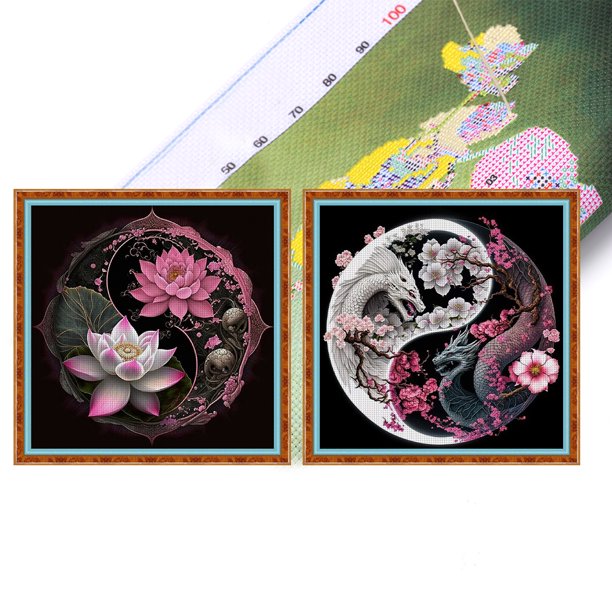 Hilo Algodón Ecológico Bordado Punto Cruz Tai Chi Con 11CT 40x40cm 2 Uds.