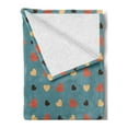 thumbnail image 2 of Blue Soft Flannel Fleece Throw Blanket, Couple Valentines Theme Romantic Love Themed Polka Dots Like Hearts, Cozy Plush for Indoor and Outdoor Use, 50" x 60", Blue Brown and Vermilion, by Ambesonne, 2 of 5