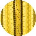 thumbnail image 1 of Ahgly Company Machine Washable Indoor Round Abstract Yellow Contemporary Area Rugs, 5' Round, 1 of 4
