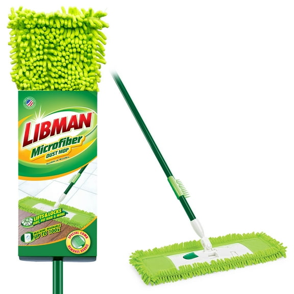 Libman Microfiber Dust Mop 18.75in Wide Flat with Comb and Steel Handle