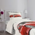 thumbnail image 5 of Ambesonne Modern Quilted Bedspread Set 2 Pcs, Italian Car Illustration, Twin Size, Charcoal Grey and Red, 5 of 6