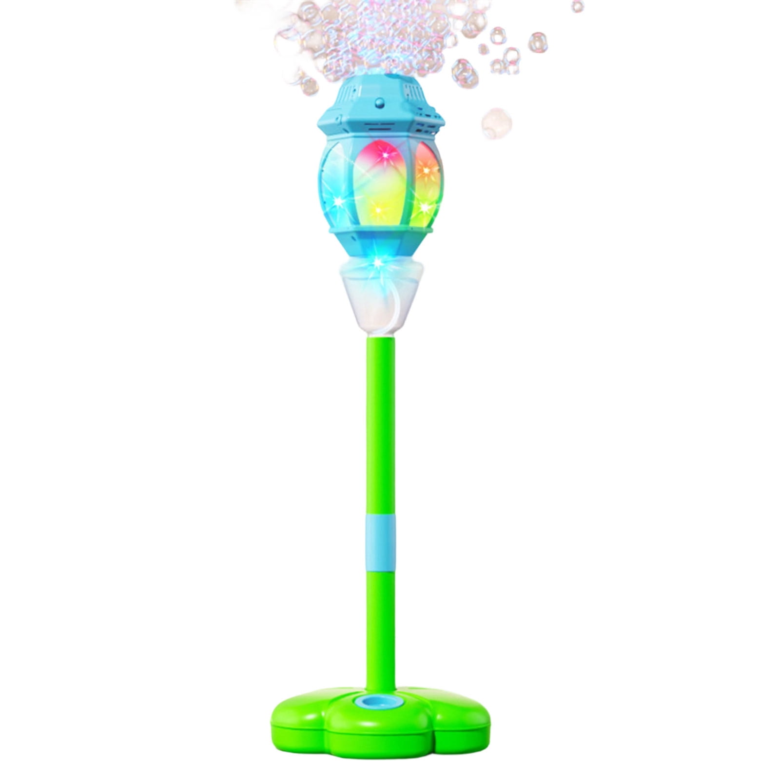 Bubble Maker, Street Lamp Bubble Machine, Automatic Standing Bubble Machine with Music and Lights, Height Adjustable Up to 47 Inches, Rechargeable