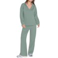 thumbnail image 2 of Conjuntos de Dos Piezas para Mujer, Moda de Otoño 2025, Pantalones Anchos, Conjunto de Estar por Casa, para Viajes y Vacaciones. Verde L, 2 of 9