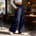 thumbnail image 5 of YODETEY Women's Drawstring High Waisted Wide Leg Sweatpants with Pockets,Women’s Navy,Size S-2XL, 5 of 9