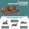 thumbnail image 5 of Spaco Convertible Folding Leather Futon Sofa with Cup Holders and Armrests-Brown, Couch for Living Room, Loveseat Sofa for Small Spaces, Living Room, Office, Soft Couch Easy to Install, 5 of 9
