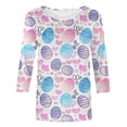 thumbnail image 4 of TSADFHJI Débardeurs pour Femmes Pack T-Shirt Décontracté Col Rond Imprimé de Pâques Manches Trois-Quarts S Violet Clair, 4 of 4