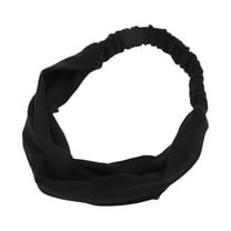 Unique Bargains 1 Pc Simple Solid Elastic Cross Headwrap for Women Black