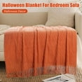 thumbnail image 5 of Halloween Fall Decor Throw Blanket, Burnt Orange Cozy Knit Blanket for Sofa Bed Living Room, Seasonal Home Accent, 50x60 Inches, Orange, 5 of 6