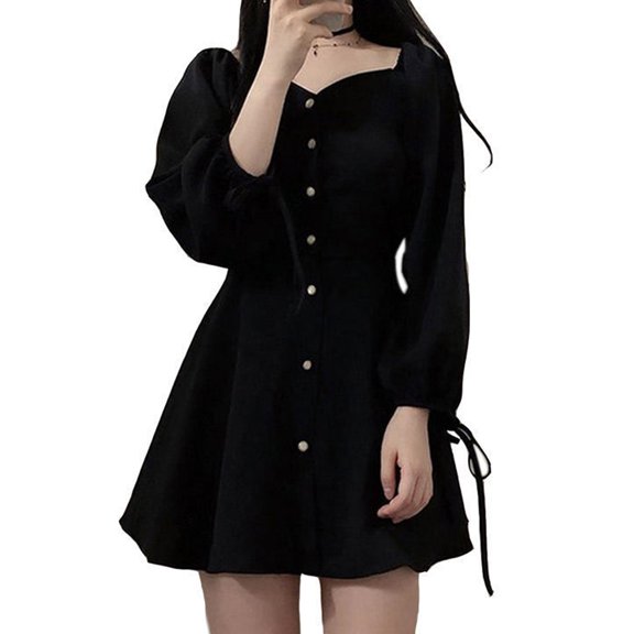 Women's Dress, Polyester, Black, XL