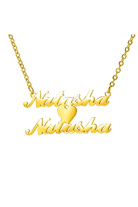 Name Custom Necklace Stainless Steel 2 Name Necklace Personalized Heart Customized Pendant Necklace Jewelry Gift